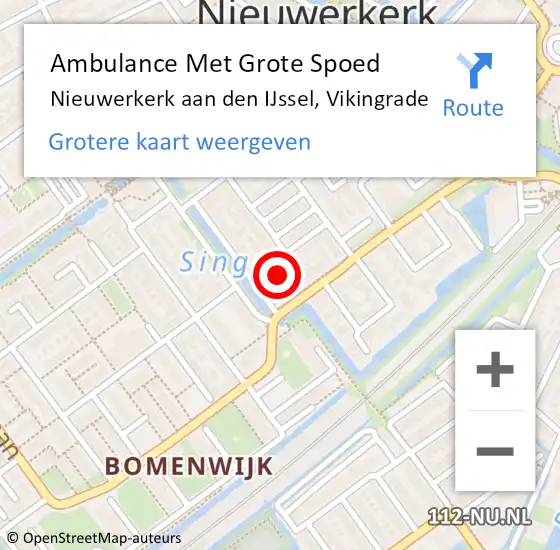 Locatie op kaart van de 112 melding: Ambulance Met Grote Spoed Naar Nieuwerkerk aan den IJssel, Vikingrade op 7 november 2023 14:15