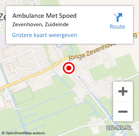 Locatie op kaart van de 112 melding: Ambulance Met Spoed Naar Zevenhoven, Zuideinde op 7 november 2023 14:18