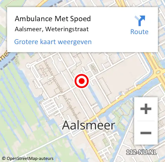 Locatie op kaart van de 112 melding: Ambulance Met Spoed Naar Aalsmeer, Weteringstraat op 7 november 2023 14:21