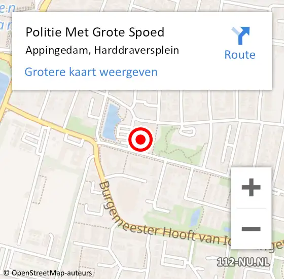 Locatie op kaart van de 112 melding: Politie Met Grote Spoed Naar Appingedam, Harddraversplein op 7 november 2023 14:22
