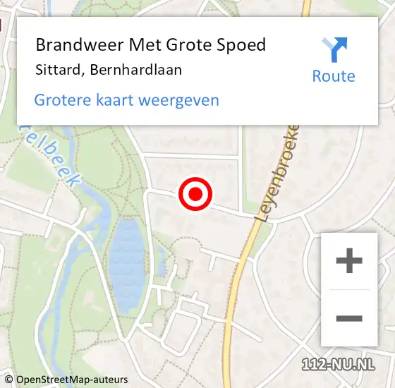 Locatie op kaart van de 112 melding: Brandweer Met Grote Spoed Naar Sittard, Bernhardlaan op 7 november 2023 14:39