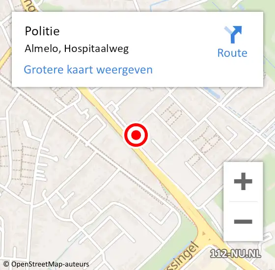 Locatie op kaart van de 112 melding: Politie Almelo, Hospitaalweg op 7 november 2023 14:40