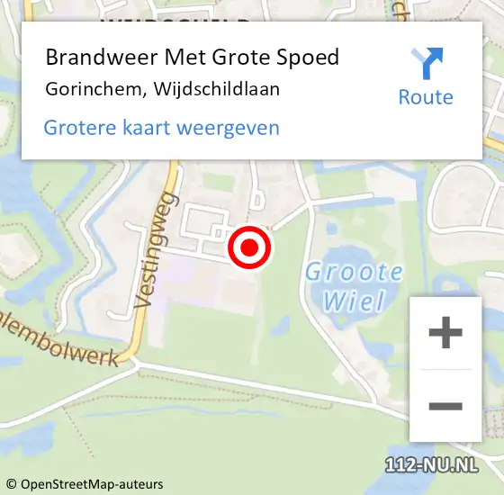 Locatie op kaart van de 112 melding: Brandweer Met Grote Spoed Naar Gorinchem, Wijdschildlaan op 7 november 2023 14:43