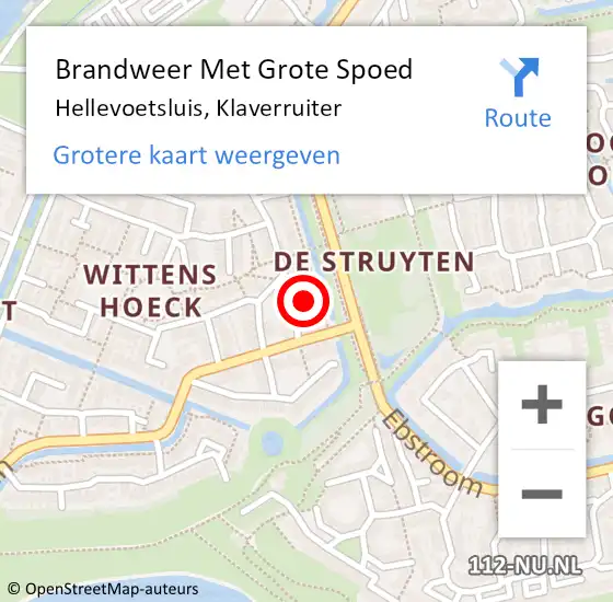 Locatie op kaart van de 112 melding: Brandweer Met Grote Spoed Naar Hellevoetsluis, Klaverruiter op 7 november 2023 14:57