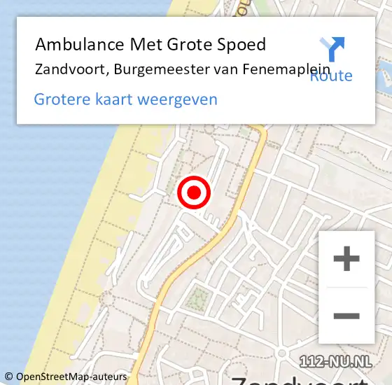 Locatie op kaart van de 112 melding: Ambulance Met Grote Spoed Naar Zandvoort, Burgemeester van Fenemaplein op 7 november 2023 14:58