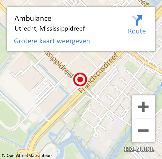 Locatie op kaart van de 112 melding: Ambulance Utrecht, Mississippidreef op 7 november 2023 15:13