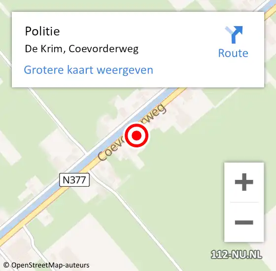 Locatie op kaart van de 112 melding: Politie De Krim, Coevorderweg op 7 november 2023 15:18