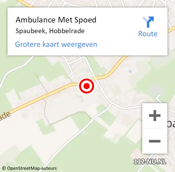 Locatie op kaart van de 112 melding: Ambulance Met Spoed Naar Spaubeek, Hobbelrade op 14 september 2014 14:01
