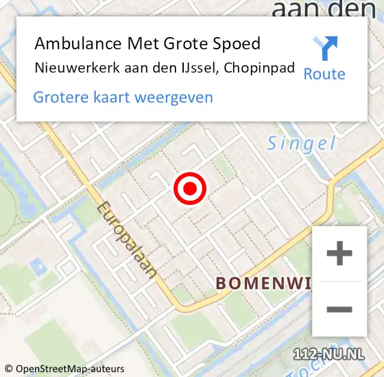 Locatie op kaart van de 112 melding: Ambulance Met Grote Spoed Naar Nieuwerkerk aan den IJssel, Chopinpad op 7 november 2023 15:41