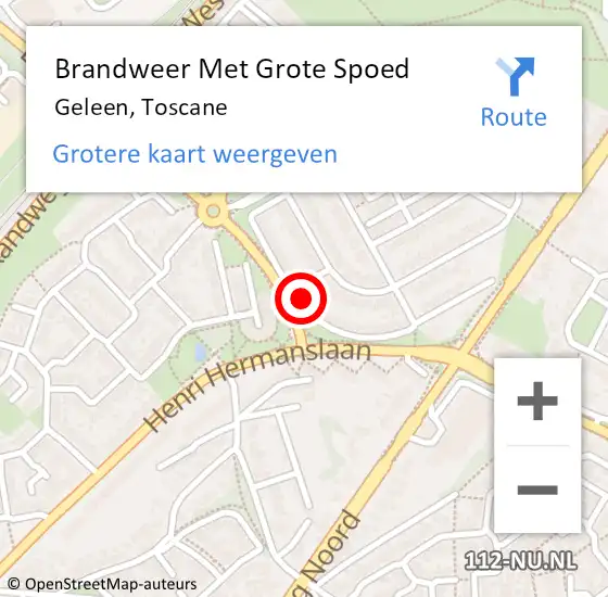 Locatie op kaart van de 112 melding: Brandweer Met Grote Spoed Naar Geleen, Toscane op 7 november 2023 16:00