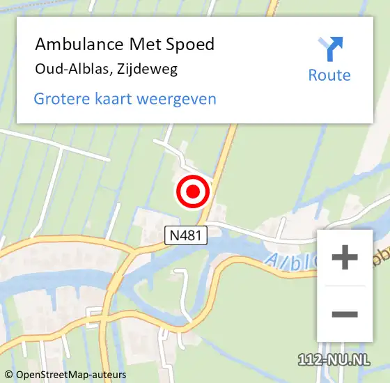 Locatie op kaart van de 112 melding: Ambulance Met Spoed Naar Oud-Alblas, Zijdeweg op 7 november 2023 16:25