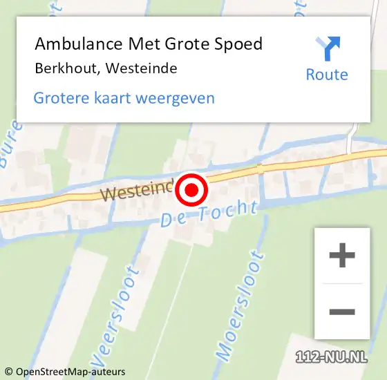 Locatie op kaart van de 112 melding: Ambulance Met Grote Spoed Naar Berkhout, Westeinde op 7 november 2023 16:40