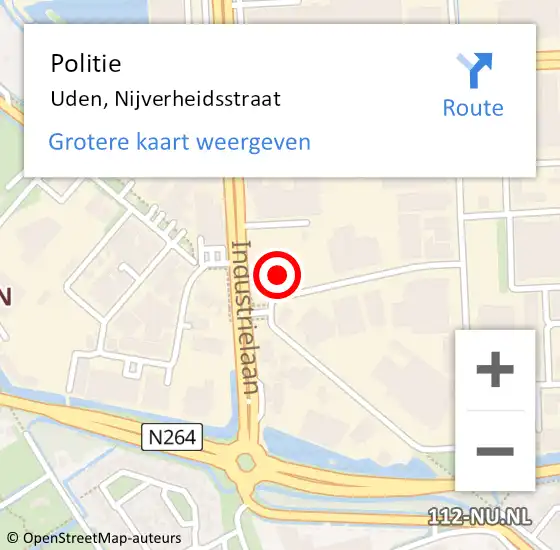 Locatie op kaart van de 112 melding: Politie Uden, Nijverheidsstraat op 7 november 2023 16:50