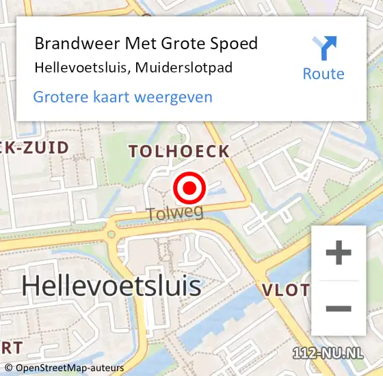 Locatie op kaart van de 112 melding: Brandweer Met Grote Spoed Naar Hellevoetsluis, Muiderslotpad op 7 november 2023 16:52