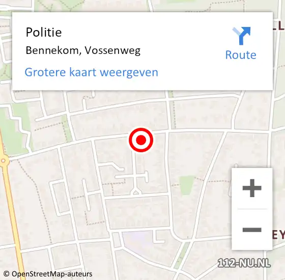 Locatie op kaart van de 112 melding: Politie Bennekom, Vossenweg op 7 november 2023 17:02