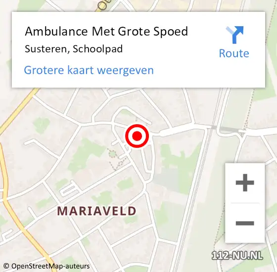 Locatie op kaart van de 112 melding: Ambulance Met Grote Spoed Naar Susteren, Schoolpad op 7 november 2023 17:07