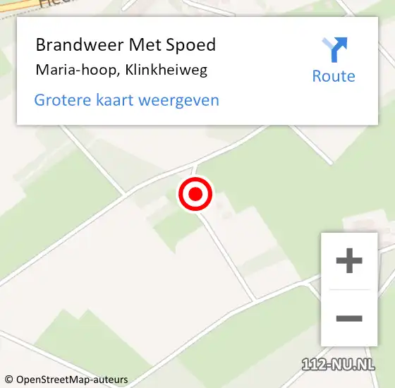 Locatie op kaart van de 112 melding: Brandweer Met Spoed Naar Maria-hoop, Klinkheiweg op 7 november 2023 17:19