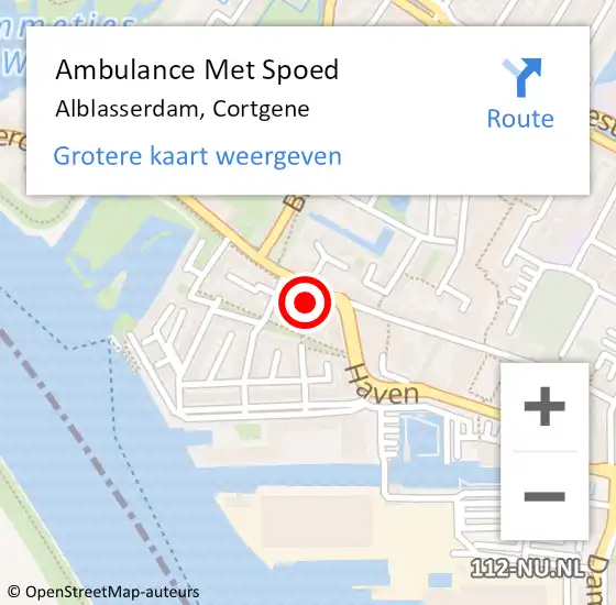 Locatie op kaart van de 112 melding: Ambulance Met Spoed Naar Alblasserdam, Cortgene op 7 november 2023 17:23