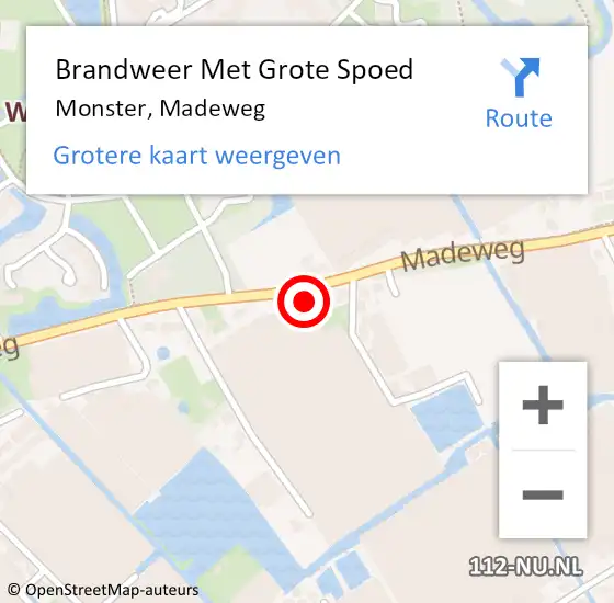 Locatie op kaart van de 112 melding: Brandweer Met Grote Spoed Naar Monster, Madeweg op 7 november 2023 17:35