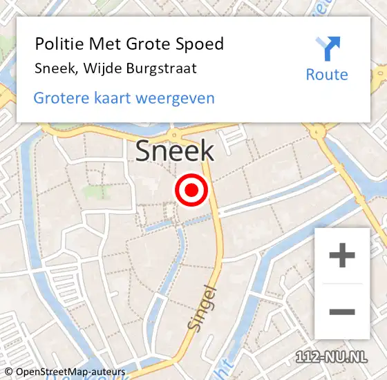 Locatie op kaart van de 112 melding: Politie Met Grote Spoed Naar Sneek, Wijde Burgstraat op 7 november 2023 17:49