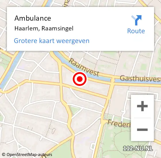 Locatie op kaart van de 112 melding: Ambulance Haarlem, Raamsingel op 7 november 2023 18:05