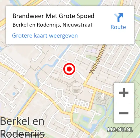 Locatie op kaart van de 112 melding: Brandweer Met Grote Spoed Naar Berkel en Rodenrijs, Nieuwstraat op 7 november 2023 18:08