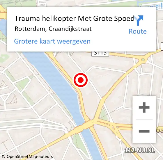 Locatie op kaart van de 112 melding: Trauma helikopter Met Grote Spoed Naar Rotterdam, Craandijkstraat op 7 november 2023 18:18