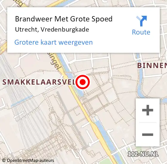 Locatie op kaart van de 112 melding: Brandweer Met Grote Spoed Naar Utrecht, Vredenburgkade op 7 november 2023 18:35