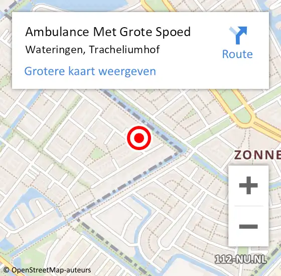 Locatie op kaart van de 112 melding: Ambulance Met Grote Spoed Naar Wateringen, Tracheliumhof op 7 november 2023 18:36