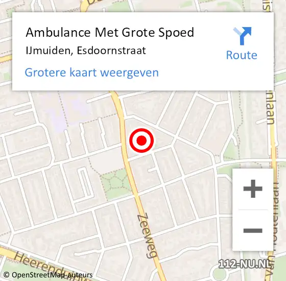 Locatie op kaart van de 112 melding: Ambulance Met Grote Spoed Naar IJmuiden, Esdoornstraat op 7 november 2023 18:52