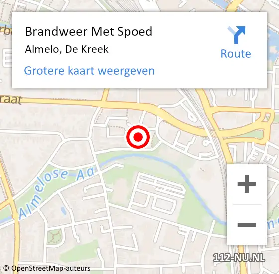 Locatie op kaart van de 112 melding: Brandweer Met Spoed Naar Almelo, De Kreek op 7 november 2023 19:17