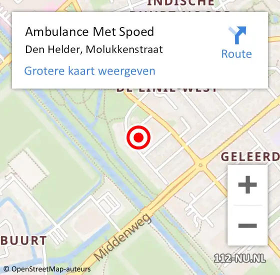 Locatie op kaart van de 112 melding: Ambulance Met Spoed Naar Den Helder, Molukkenstraat op 7 november 2023 19:28