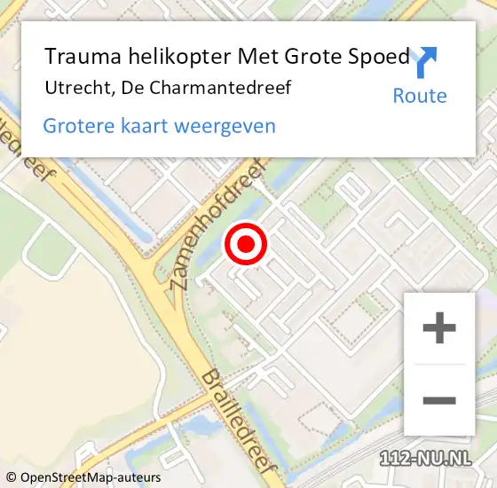 Locatie op kaart van de 112 melding: Trauma helikopter Met Grote Spoed Naar Utrecht, De Charmantedreef op 7 november 2023 19:39