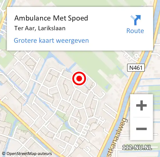 Locatie op kaart van de 112 melding: Ambulance Met Spoed Naar Ter Aar, Larikslaan op 7 november 2023 20:23