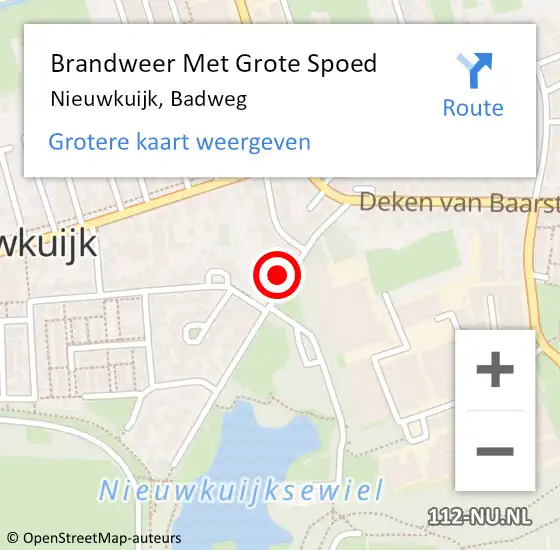 Locatie op kaart van de 112 melding: Brandweer Met Grote Spoed Naar Nieuwkuijk, Badweg op 7 november 2023 21:18