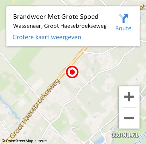Locatie op kaart van de 112 melding: Brandweer Met Grote Spoed Naar Wassenaar, Groot Haesebroekseweg op 7 november 2023 22:06