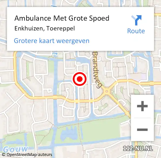 Locatie op kaart van de 112 melding: Ambulance Met Grote Spoed Naar Enkhuizen, Toereppel op 7 november 2023 22:11