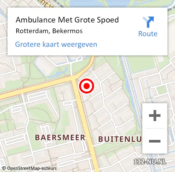 Locatie op kaart van de 112 melding: Ambulance Met Grote Spoed Naar Rotterdam, Bekermos op 7 november 2023 22:26