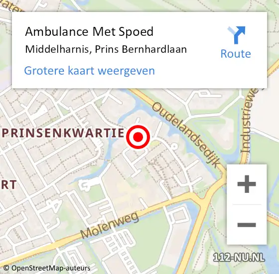 Locatie op kaart van de 112 melding: Ambulance Met Spoed Naar Middelharnis, Prins Bernhardlaan op 7 november 2023 22:32