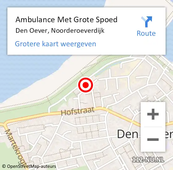 Locatie op kaart van de 112 melding: Ambulance Met Grote Spoed Naar Den Oever, Noorderoeverdijk op 7 november 2023 22:51