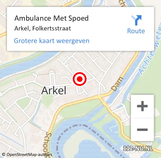 Locatie op kaart van de 112 melding: Ambulance Met Spoed Naar Arkel, Folkertsstraat op 7 november 2023 23:23