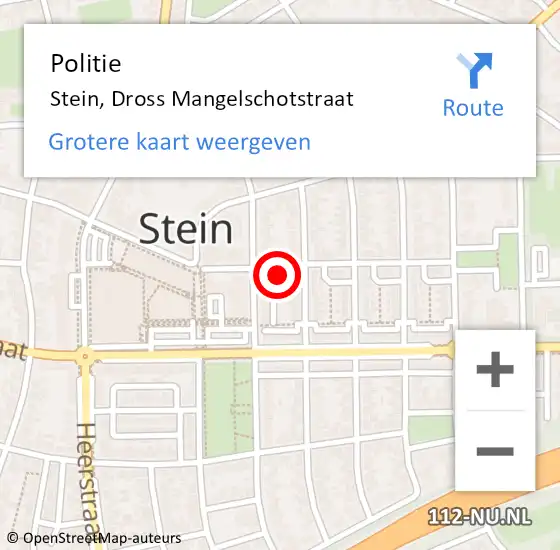 Locatie op kaart van de 112 melding: Politie Stein, Dross Mangelschotstraat op 8 november 2023 00:03