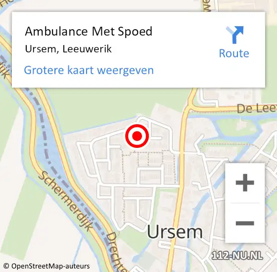 Locatie op kaart van de 112 melding: Ambulance Met Spoed Naar Ursem, Leeuwerik op 8 november 2023 00:31