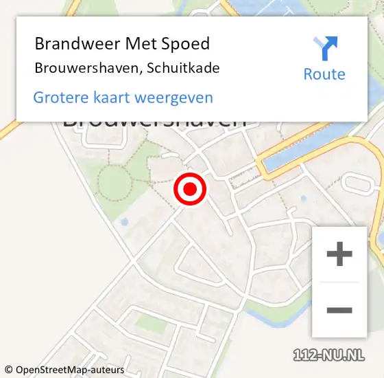 Locatie op kaart van de 112 melding: Brandweer Met Spoed Naar Brouwershaven, Schuitkade op 14 september 2014 14:59