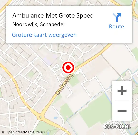 Locatie op kaart van de 112 melding: Ambulance Met Grote Spoed Naar Noordwijk, Schapedel op 8 november 2023 01:30