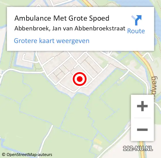 Locatie op kaart van de 112 melding: Ambulance Met Grote Spoed Naar Abbenbroek, Jan van Abbenbroekstraat op 8 november 2023 01:32