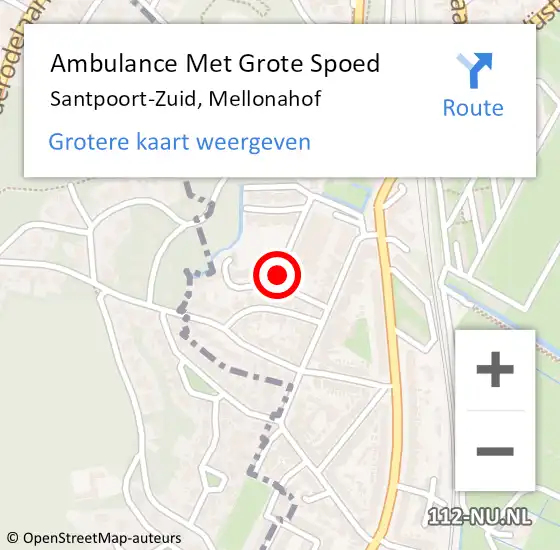 Locatie op kaart van de 112 melding: Ambulance Met Grote Spoed Naar Santpoort-Zuid, Mellonahof op 8 november 2023 01:33