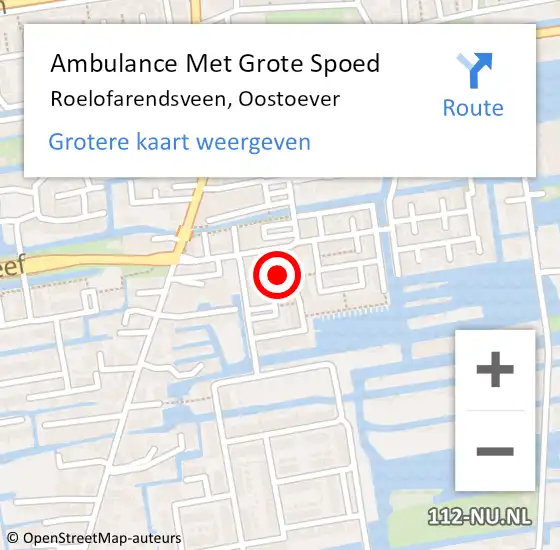 Locatie op kaart van de 112 melding: Ambulance Met Grote Spoed Naar Roelofarendsveen, Oostoever op 8 november 2023 03:35