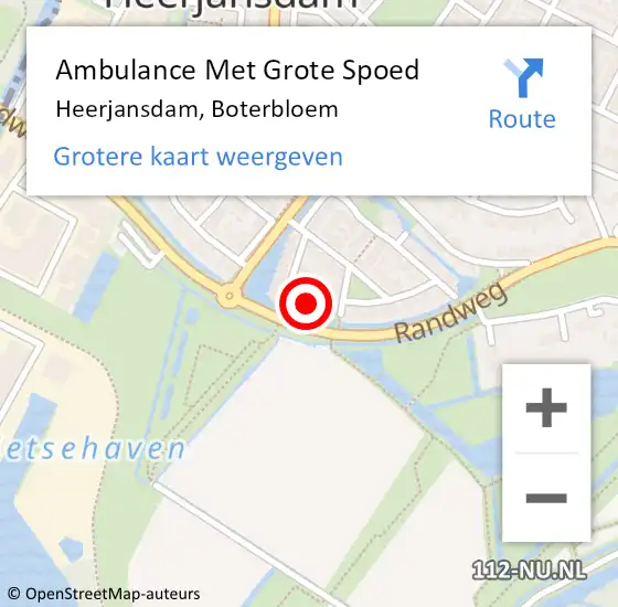 Locatie op kaart van de 112 melding: Ambulance Met Grote Spoed Naar Heerjansdam, Boterbloem op 8 november 2023 03:46