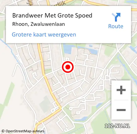 Locatie op kaart van de 112 melding: Brandweer Met Grote Spoed Naar Rhoon, Zwaluwenlaan op 8 november 2023 03:52